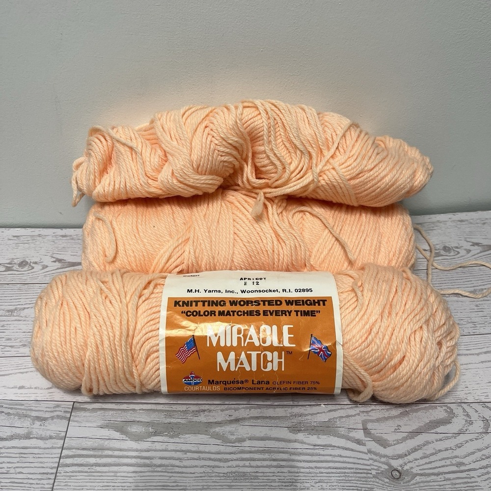 M.H. Yarns Miracle Match Apricot 12 Worsted Weight 4 Ply Yarn 1 Full 2 Partial